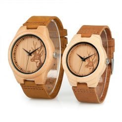 Mahonia – Leather Strap Bamboo Wooden Watch