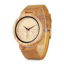 Sal – Leather Zebrawood Wood Wrist Watch